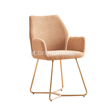 Cadeiras de jantar com sotaque de luxo de pernas cromadas douradas